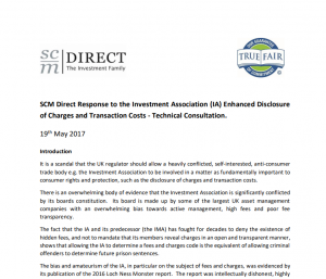 SCM Direct response to the IA consultation on fee disclosure