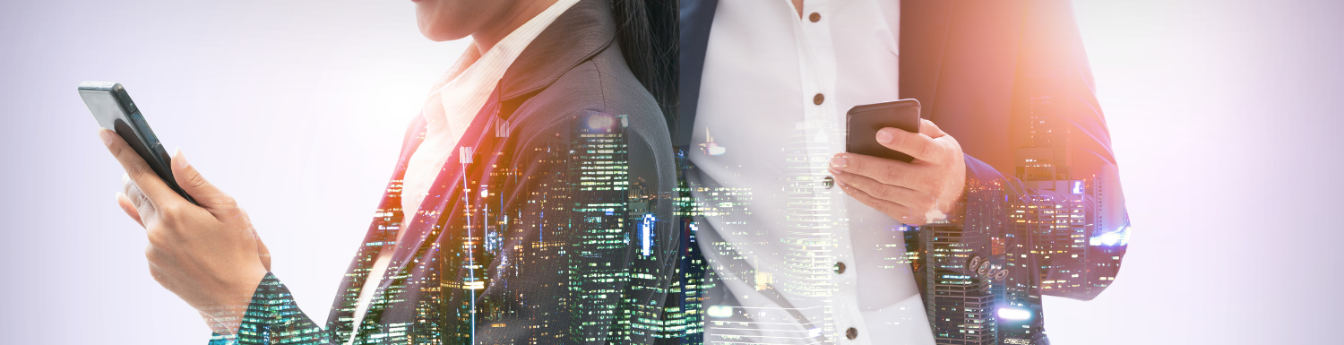 Men using smartphones